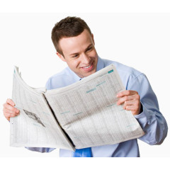 看报纸的上班男性