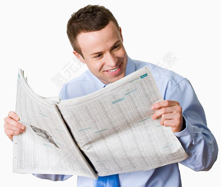 看报纸的上班男性
