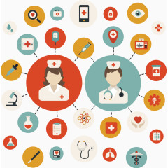 矢量手绘医疗相关扁平图案