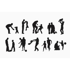 温馨父亲与孩子剪影矢量素材