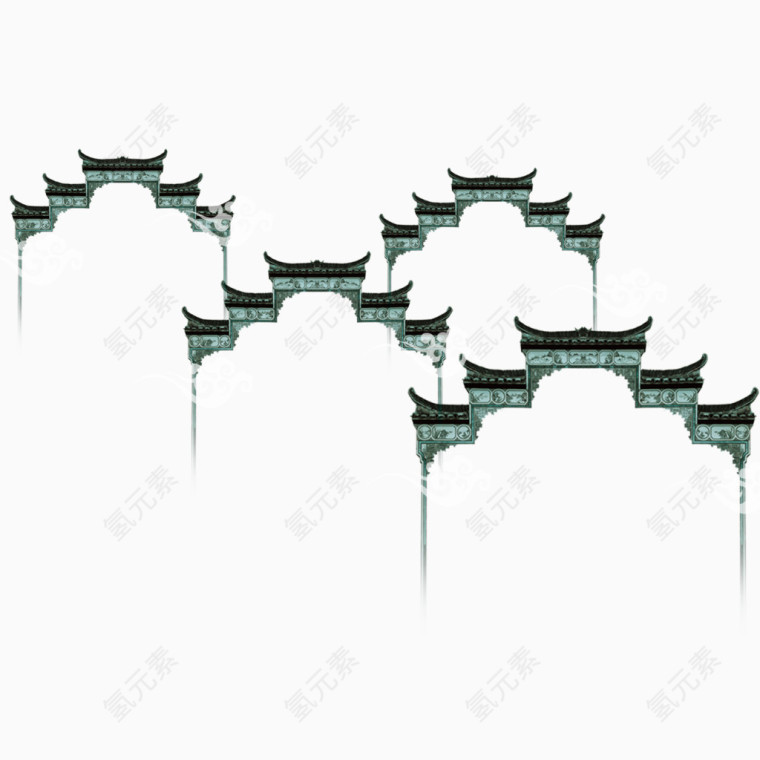 灰色中国风建筑装饰