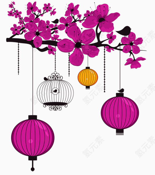 紫色花朵灯笼