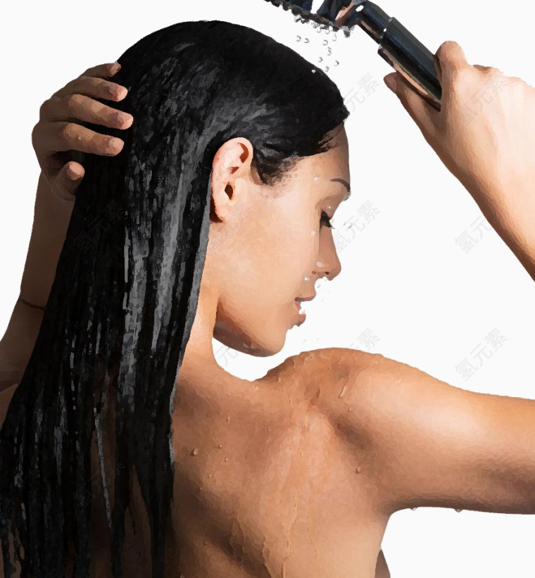 洗澡的矢量美女高清免扣素材