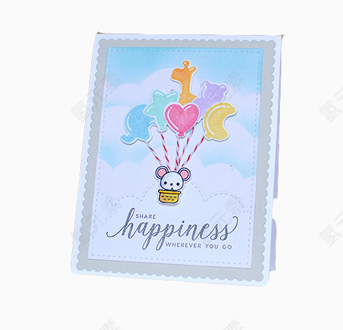 可爱老鼠气球卡片