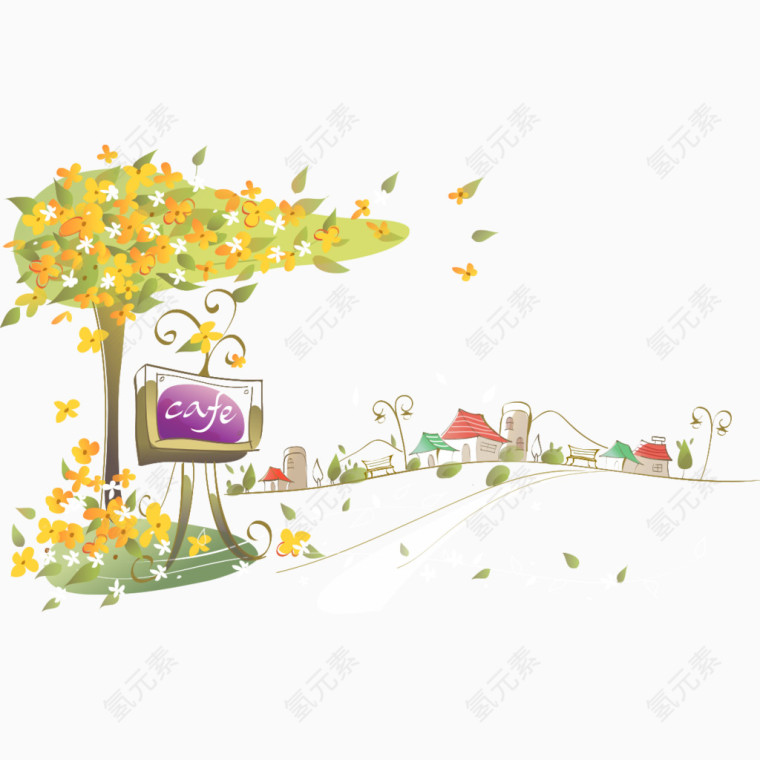 秋天散花落叶