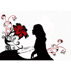 矢量母亲节女性剪影