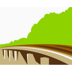 高架桥矢量图树林