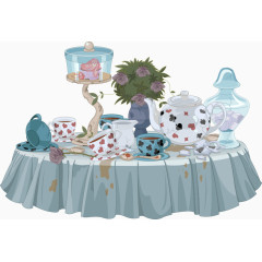 矢量花瓶和餐具