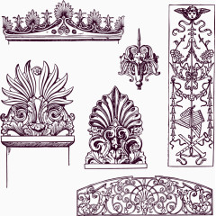 矢量手绘雕花柱子