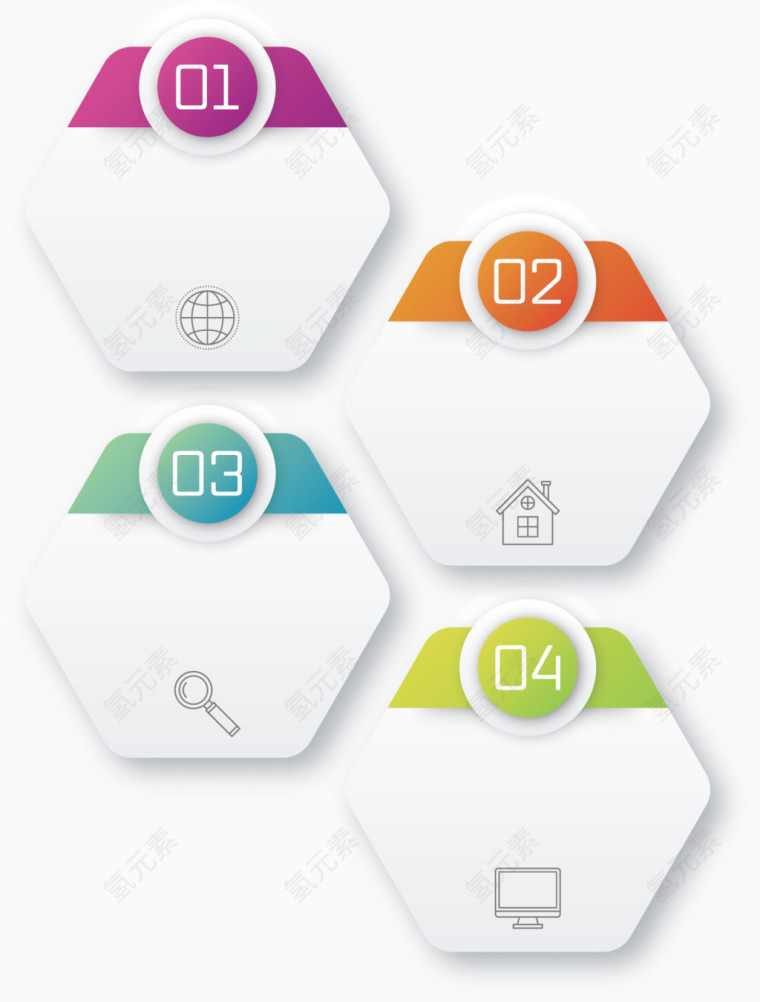 矢量创意设计六边目录分布图