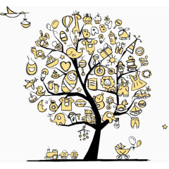 大树上的玩具背景图片