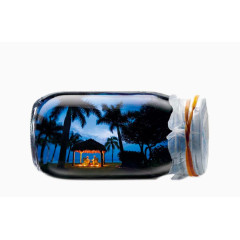 创意玻璃瓶中的夜景