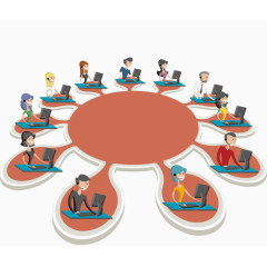 网络会议扁平化素材