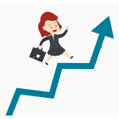 业务增长箭头上的商务女子