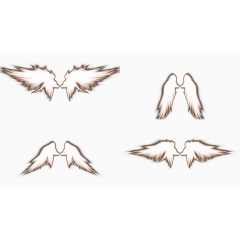 四组白色光亮效果羽翼