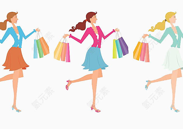 卡通双十一购物女人