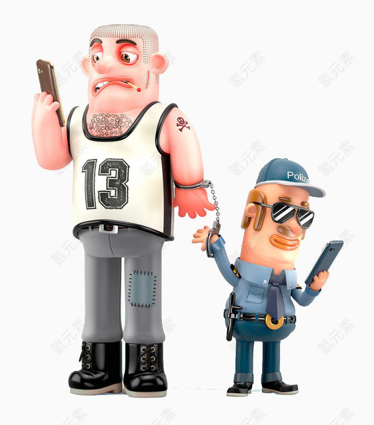 坏人和警察卡通图案