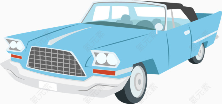 矢量蓝色老爷车