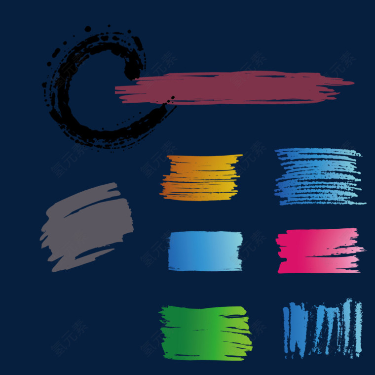 矢量简约彩色笔刷