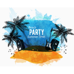 矢量手绘夏日party插画