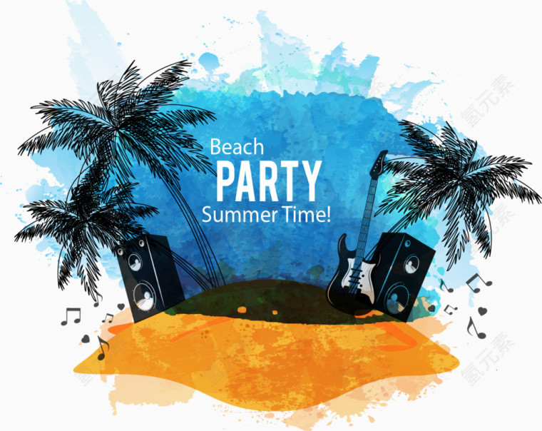 矢量手绘夏日party插画