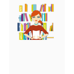 阅读女孩矢量图