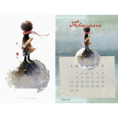水彩手绘男孩日历