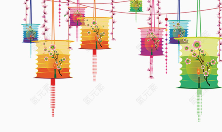 中国风  春节挂彩灯