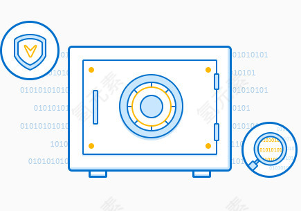 蓝色卡通保险箱图标背景