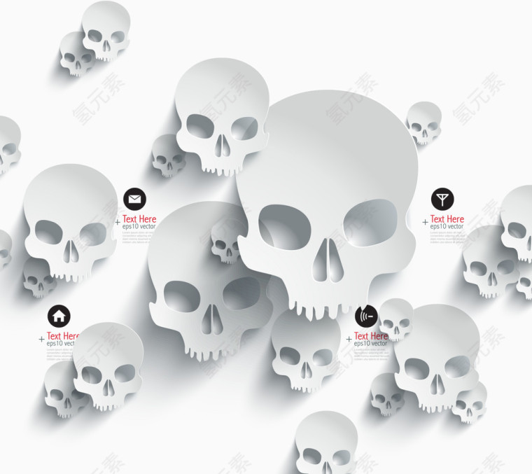 纸片骷髅素材矢量