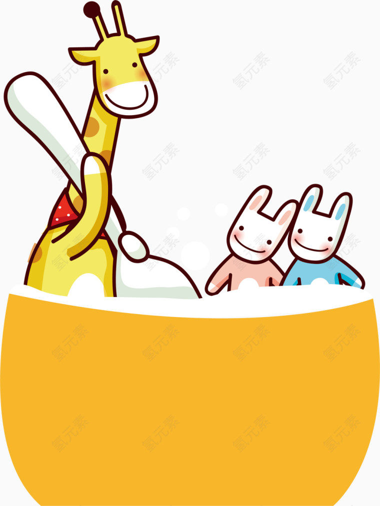 洗澡的小鹿png矢量素材