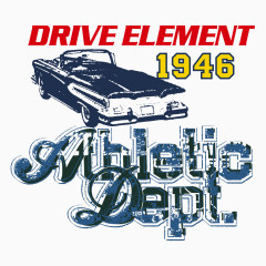 矢量复古汽车印花