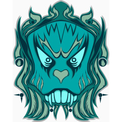 矢量绿色骷髅头印花