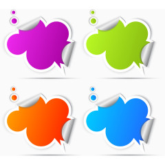 云朵折纸对话框矢量素材