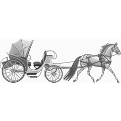 矢量欧式马拉黄包车