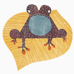 手绘树叶青蛙图案