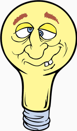 卡通黄色露牙齿灯泡矢量