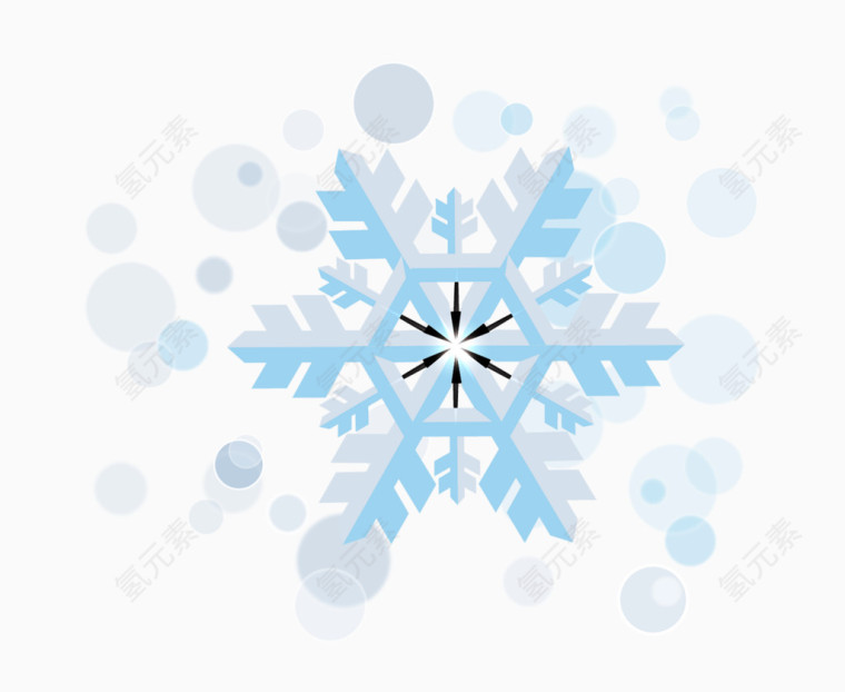 蓝色唯美雪花矢量图
