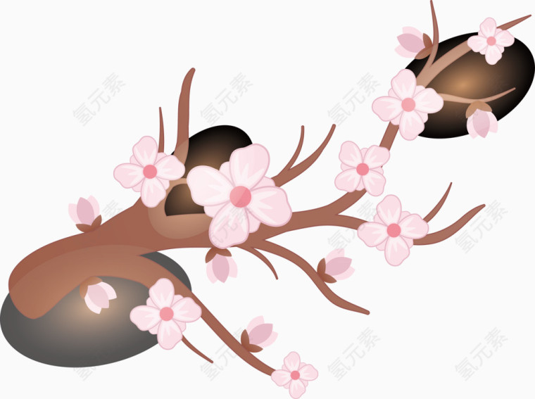 樱花树枝手绘精美