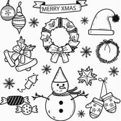 矢量手绘圣诞装饰图案