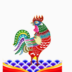 公鸡彩色剪纸版素材图片