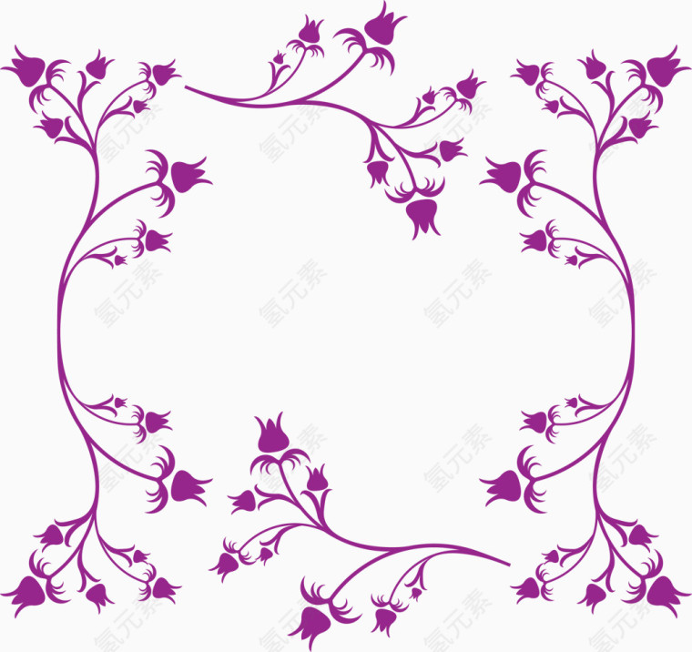 紫色花纹边框矢量图