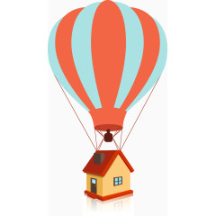 可爱热气球飞屋矢量图