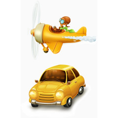 卡通飞机汽车唯美矢量