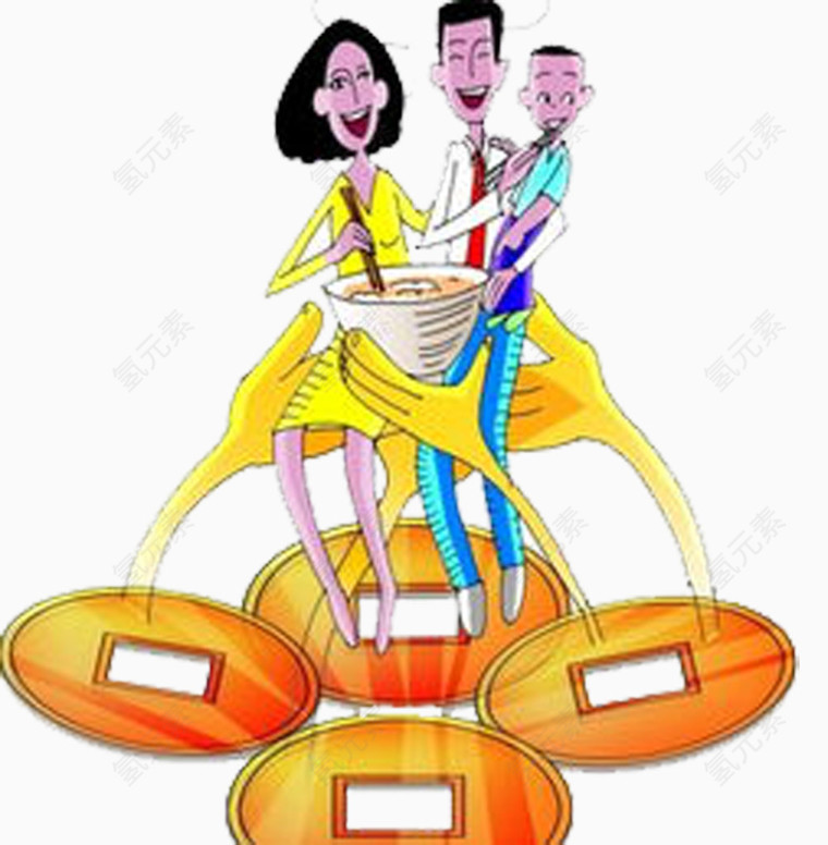 金币投资一家三口元素