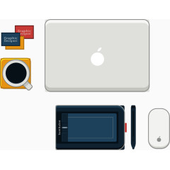 矢量手绘苹果笔记本