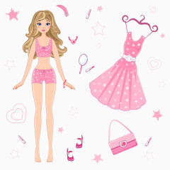 粉色包包鞋子裙子图片