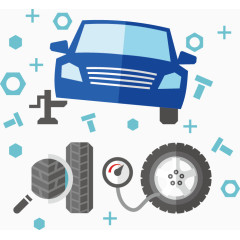 卡通扁平手绘汽车轮胎