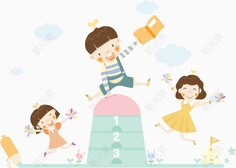 矢量读书的孩子