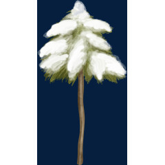 卡通落满雪花的松树